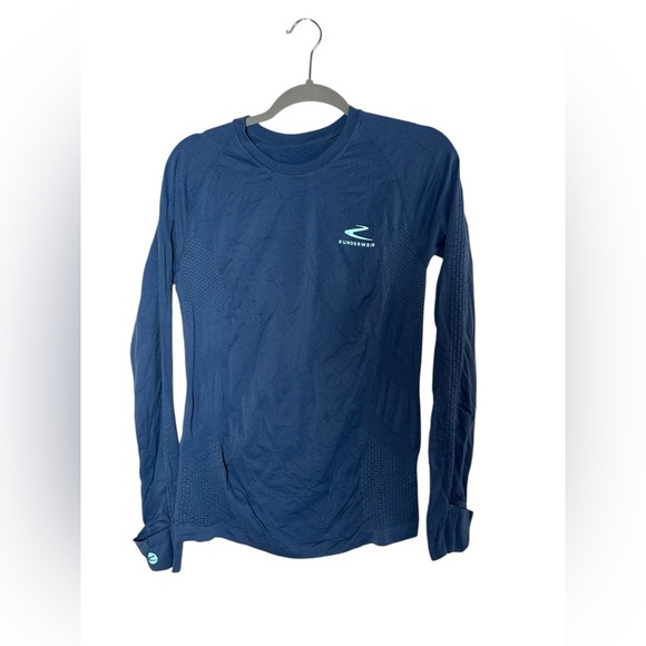 Runderwear Men’s Long Sleeve Shirt Blue Seamless Performance Top Size M - Picture 3 of 9